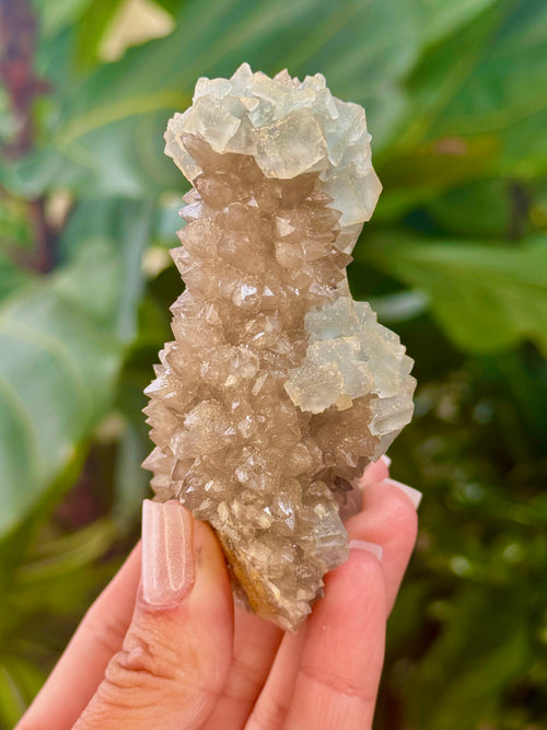 Blue Fluorite on Smokey Quartz - Yaogangxian, Hunan, China